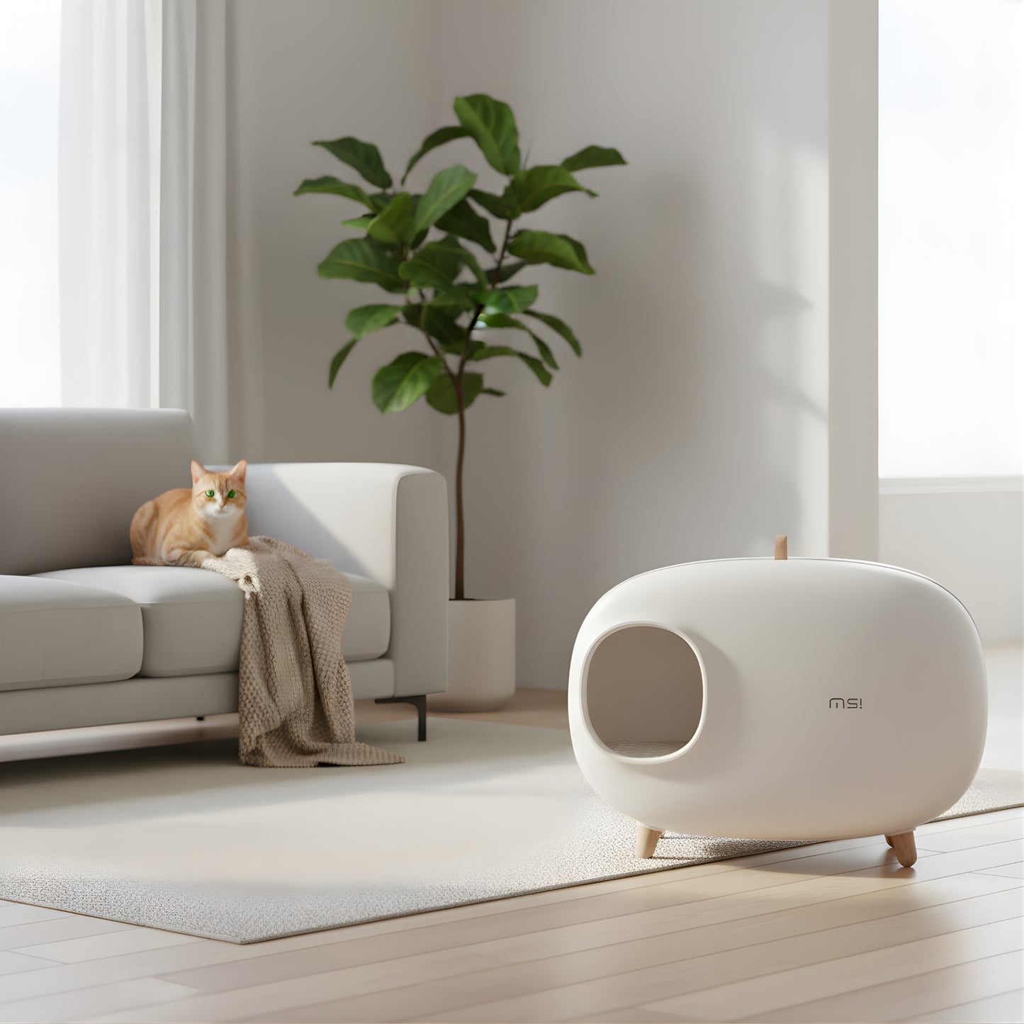 Minimalist Enclosed Cat Litter Box