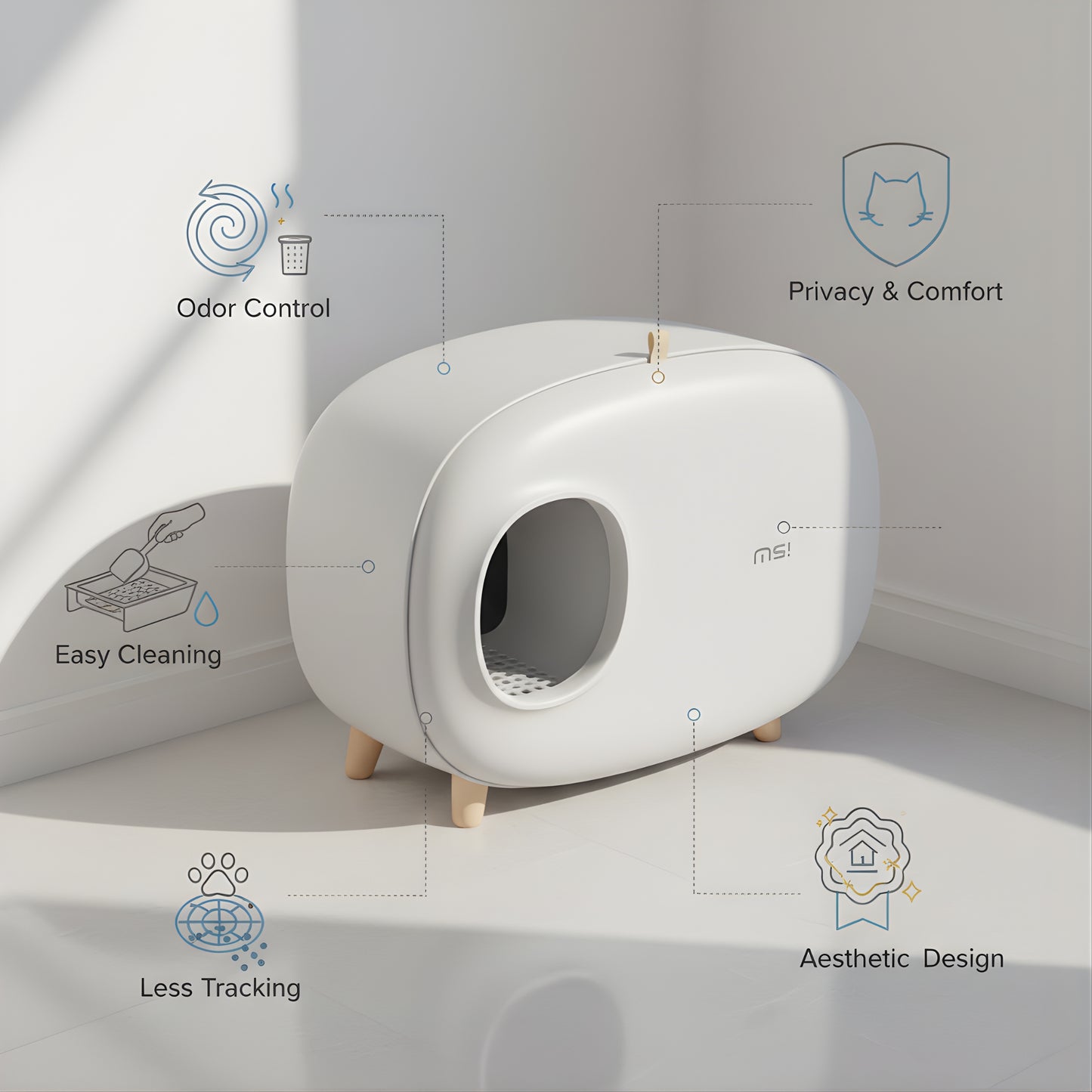 Minimalist Enclosed Cat Litter Box