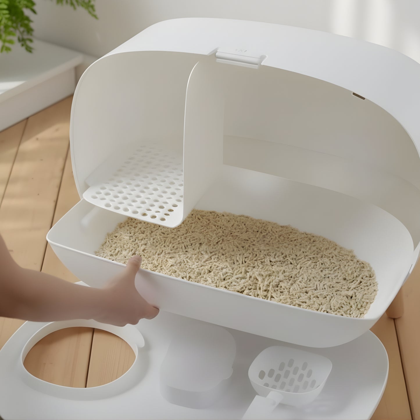 Minimalist Enclosed Cat Litter Box